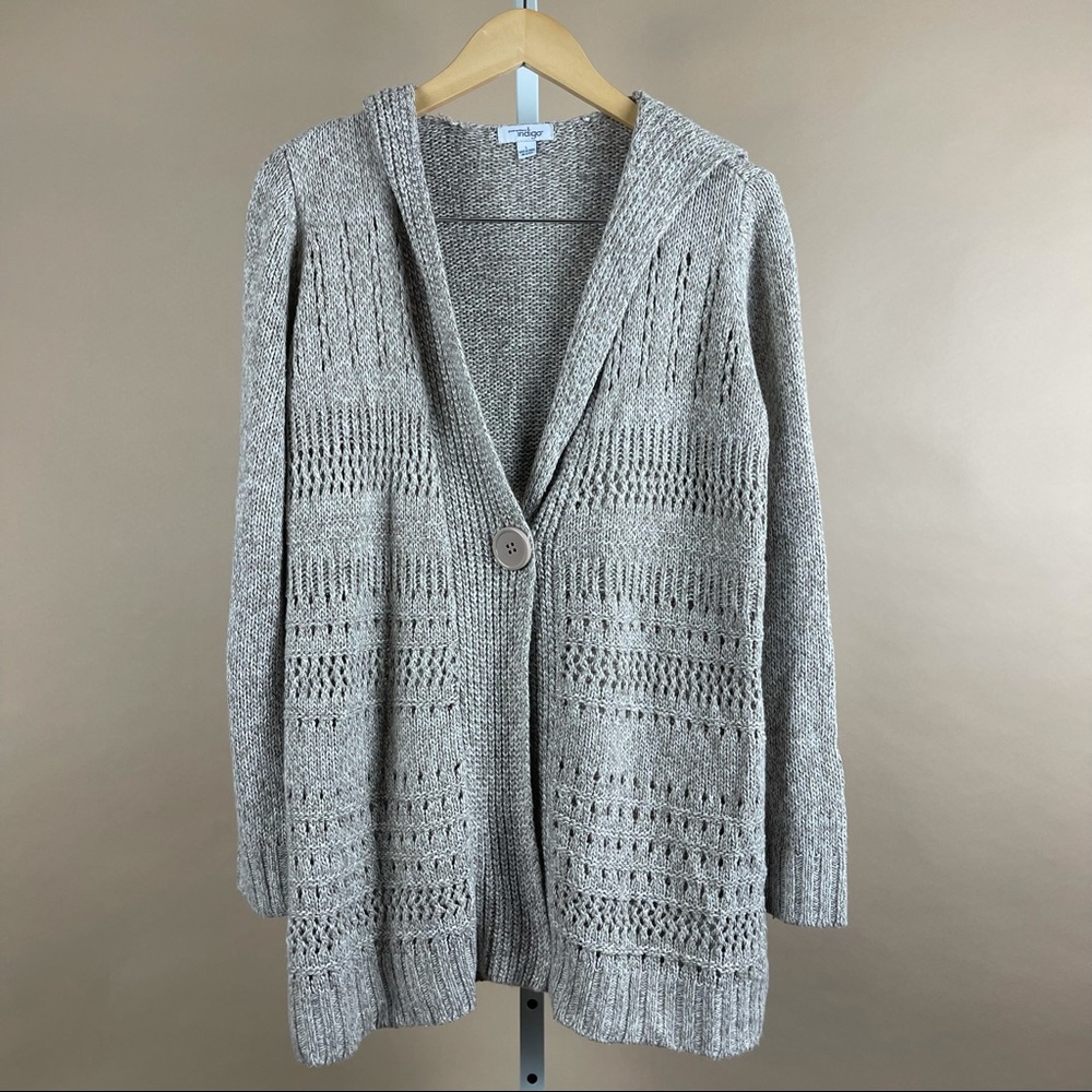 Great Northwest Indigo Chunky Grandpa Grandma Cardigan Hooded Sweater Size Large